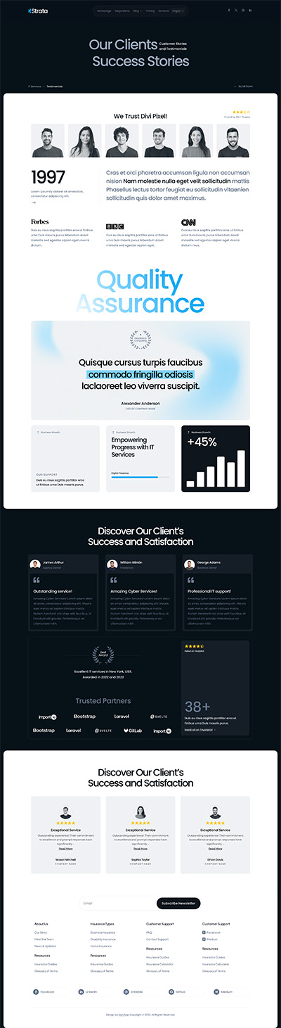 IT Services Layout Pack Testimonials Page
