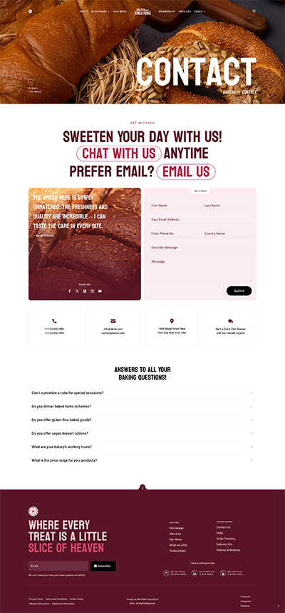 Bakery Layout Pack Contact Page