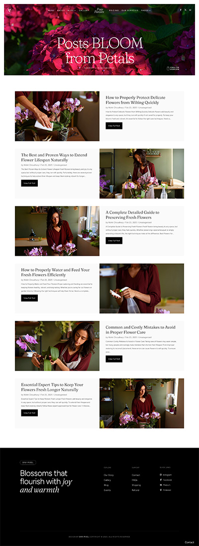 Florist Layout Pack Blog Archive Page