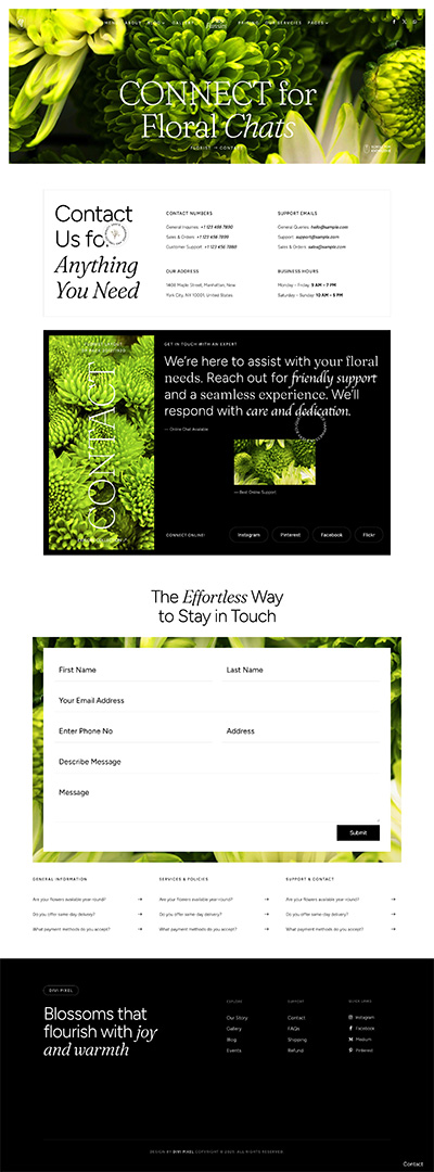 Florist Layout Pack Contact Page