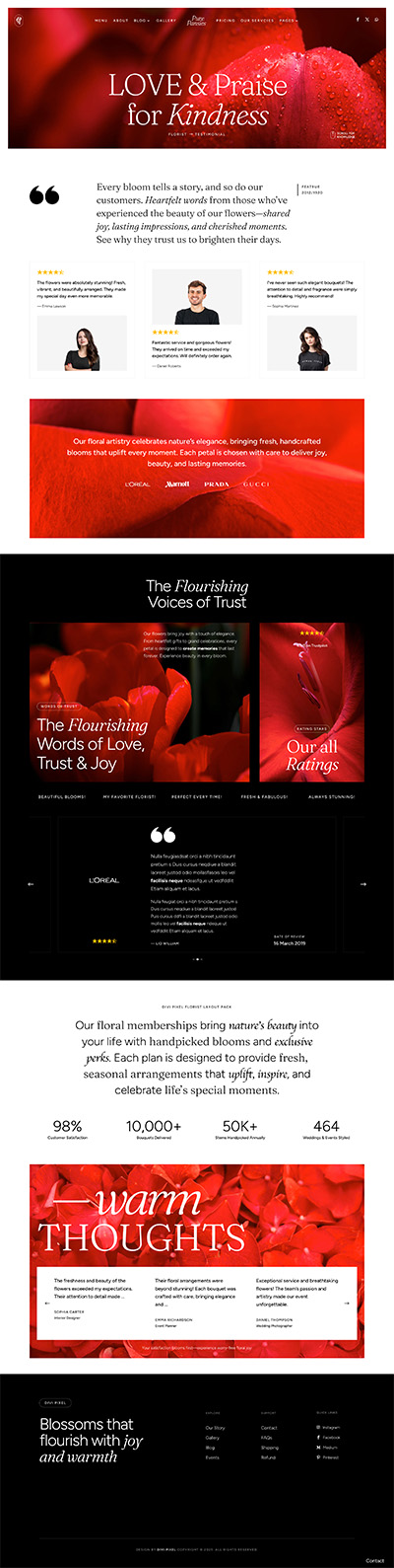 Florist Layout Pack Testimonials Page